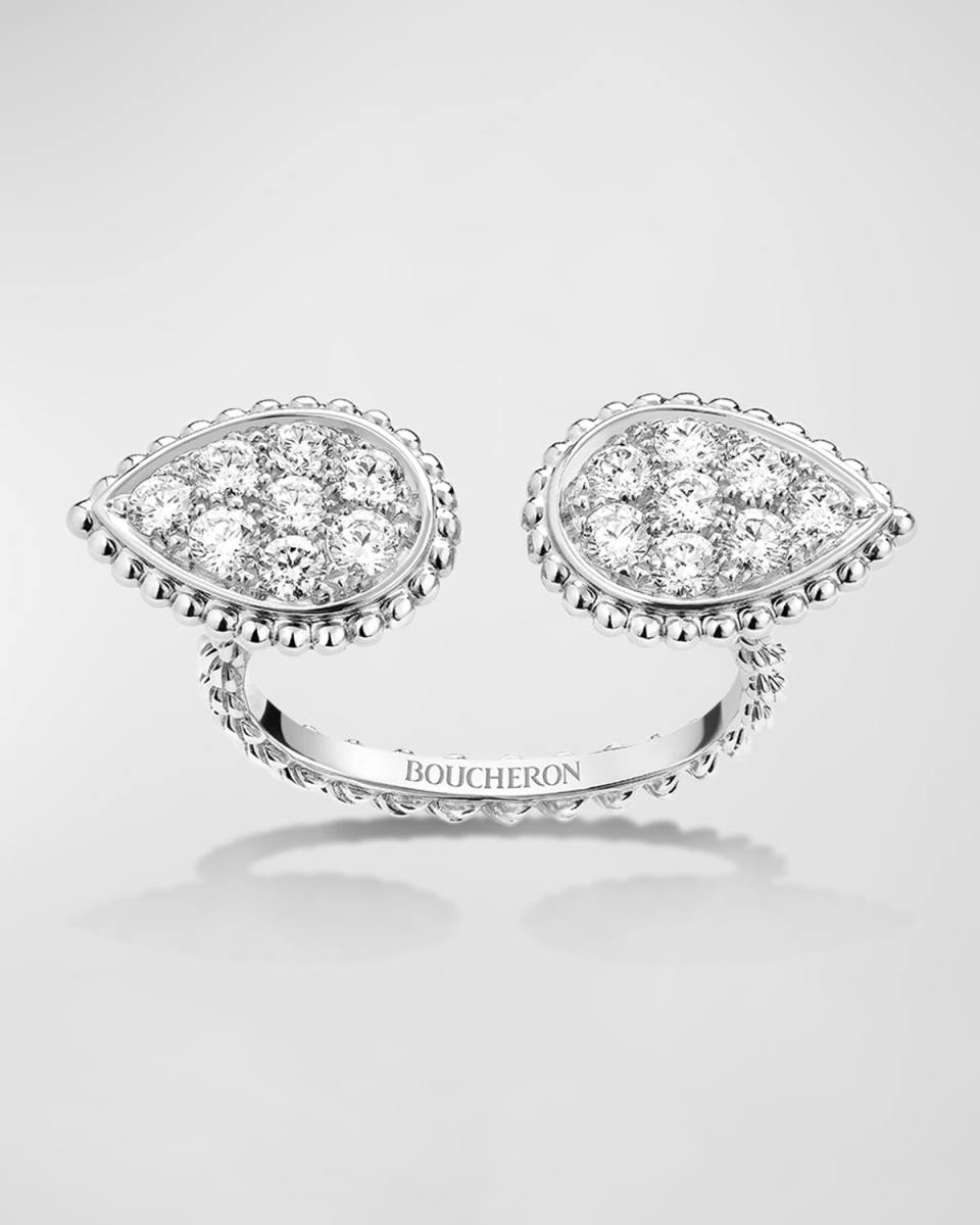 White Gold Serpent Boheme 2-Motif Small Diamond Ring, EU 50 / US 5.2